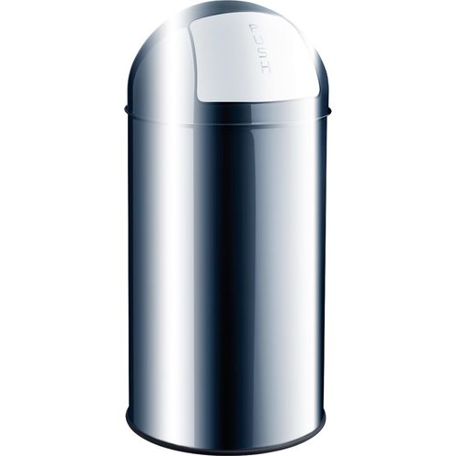 helit Abfalleimer mit Push Einwurfklappe 50 Liter silber Edelstahl
