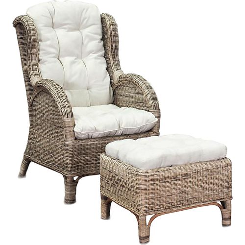 Rattan Relaxsessel mit Fußhocker inklusive Sitzpolster