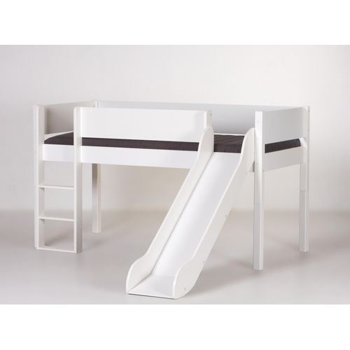 Halbhohes Bett mit Rutsche 90x200cm Weiß