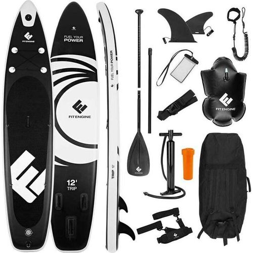 FitEngine SUP Allrounder/Racer/Junior 12'' Umfangreiches Stand-up-Paddle-Board Set inkl. Drybag Handyhülle Drop-Stitch Qualität SUP Marke