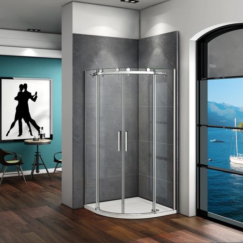 90x90x195cm Runddusche Viertelkreis Dusche Schiebetür Bad Duschraum