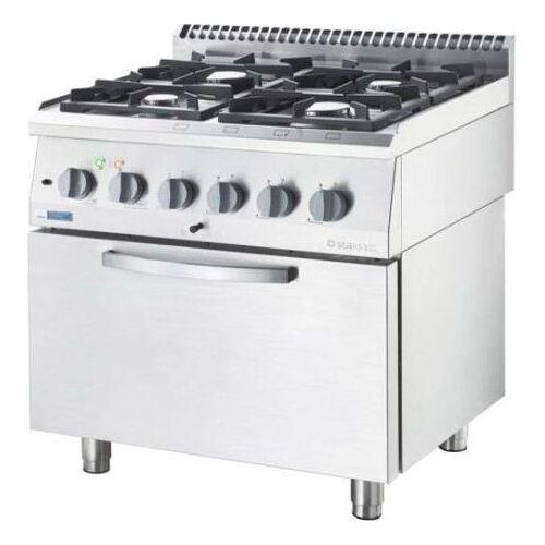 Gasherd Eco 4 Brenner Mit Elektro-Heißluftofen (600 X 400 Mm / Gn 1/1) Serie 700 Nd - G20, 4-Brenner (2X3,5 + 2X5 Kw)