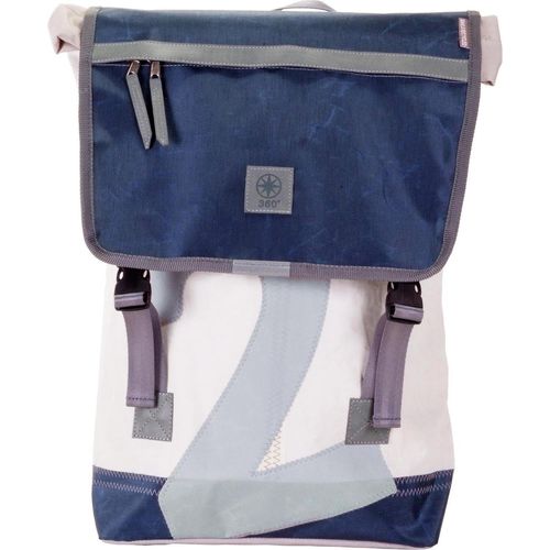 Rucksack Landgang groß, Segel Weiss Blau Recycling - Segeltuch