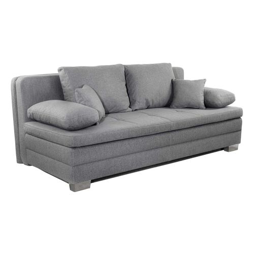 Schlafsofa - Hellgrau - mit Gästebettfunktion und Bettkasten