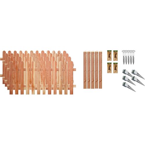 Zaun / Vorgartenzaun gefertigt aus Lärche / Anholt-Serie 2, (Set), 4 Elemente, LxH: 765x80 cm