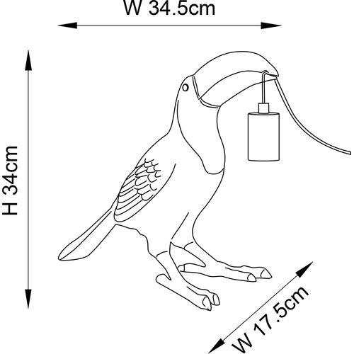 Tischleuchte Toco Toucan | 1-flammig | 10W E27 | Polyresin/Metall