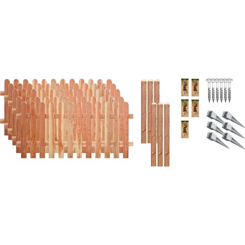 Zaun / Vorgartenzaun gefertigt aus Lärche / Anholt-Serie 3, (Set), 5 Elemente, LxH: 954x80 cm