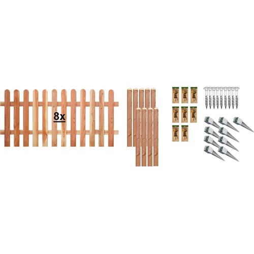Zaun / Vorgartenzaun gefertigt aus Lärche / Anholt-Serie 6, (Set), 8 Elemente, LxH: 1521x80 cm