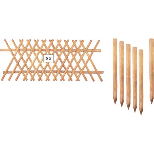 Zaun / Vorgartenzaun / Jägerzaun 3, (Set), 80 cm hoch, 5 Elemente für 12,5 Meter Zaun, mit 6 Pfosten