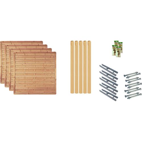 Zaun / Sichtschutzzaun gefertigt aus sib. Lärche / Baikal-Serie 2, (Set), 4 Elemente, LxH: 765x180 cm
