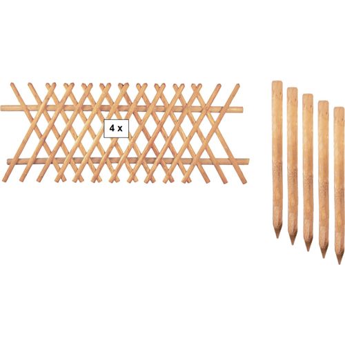 Zaun / Vorgartenzaun / Jägerzaun 2, (Set), 80 cm hoch, 4 Elemente für 10 Meter Zaun, mit 5 Pfosten