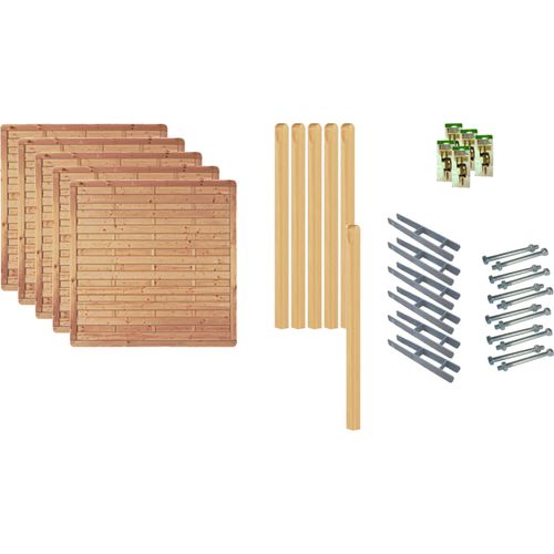 Zaun / Sichtschutzzaun gefertigt aus sib. Lärche / Baikal-Serie 3, (Set), 5 Elemente, LxH: 954x180 cm