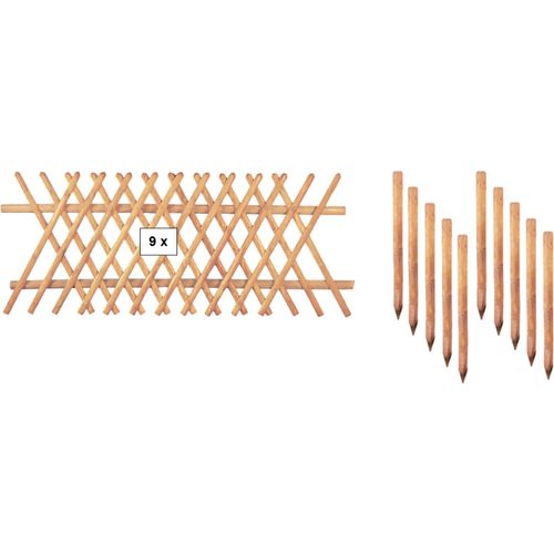 Zaun / Vorgartenzaun / Jägerzaun 7, (Set), 80 cm hoch, 9 Elemente für 22,5 Meter Zaun, mit 10 Pfosten