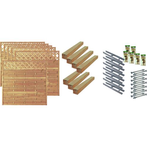 Zaun / Sichtschutzzaun / Maxi-Massiv-Ranki 4, (Set), 6 Elemente, LxH: 1143x180 cm