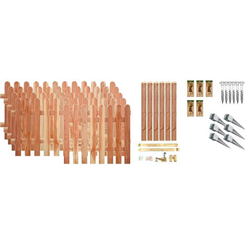 Zaun / Vorgartenzaun gefertigt aus Lärche / Anholt-Serie 1, (Set), 4 Elemente, LxH: 874x80 cm