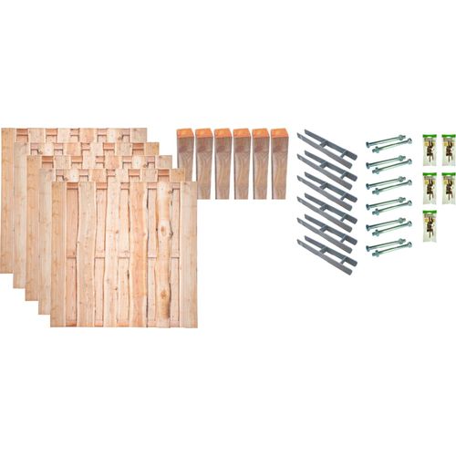 Zaun / Sichtschutzzaun gefertigt aus Lärche / Lolland-Serie 3, (Set), 5 Elemente, LxH: 954x180 cm
