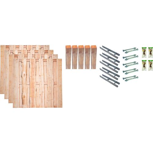 Zaun / Sichtschutzzaun gefertigt aus Lärche / Lolland-Serie 2, (Set), 4 Elemente, LxH: 765x180 cm