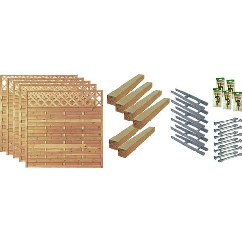 Zaun / Sichtschutzzaun / Maxi-Massiv-Ranki 3, (Set), 5 Elemente, LxH: 954x180 cm