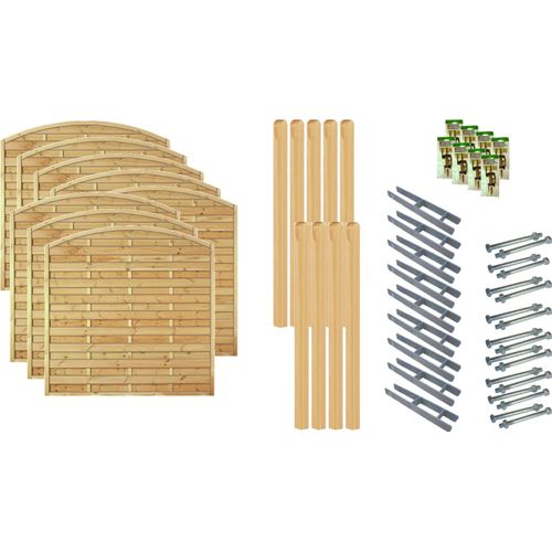Zaun / Sichtschutzzaun / Maxi-Bogen 6, (Set), 8 Elemente, LxH: 1521x180 cm