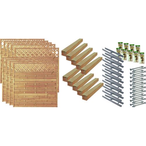 Zaun / Sichtschutzzaun / Maxi-Massiv-Ranki 7, (Set), 9 Elemente, LxH: 1710x180 cm