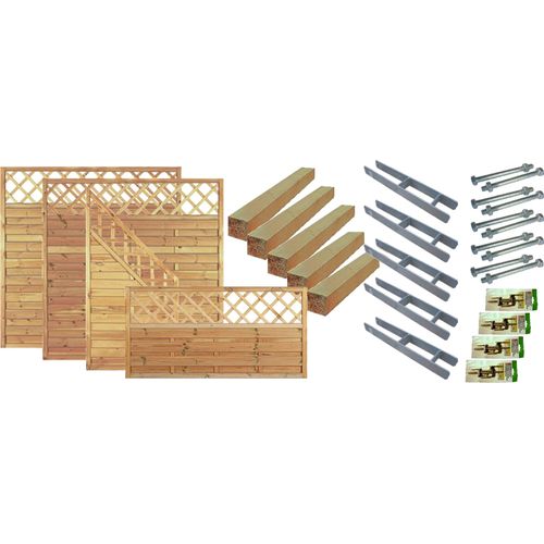 Zaun / Sichtschutzzaun / Maxi-Massiv-Ranki 1, (Set), 4 Elemente, LxH: 675x180 cm