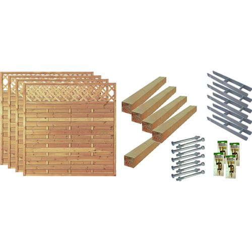 Zaun / Sichtschutzzaun / Maxi-Massiv-Ranki 2, (Set), 4 Elemente, LxH: 765x180 cm