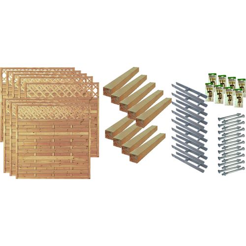 Zaun / Sichtschutzzaun / Maxi-Massiv-Ranki 6, (Set), 8 Elemente, LxH: 1521x180 cm