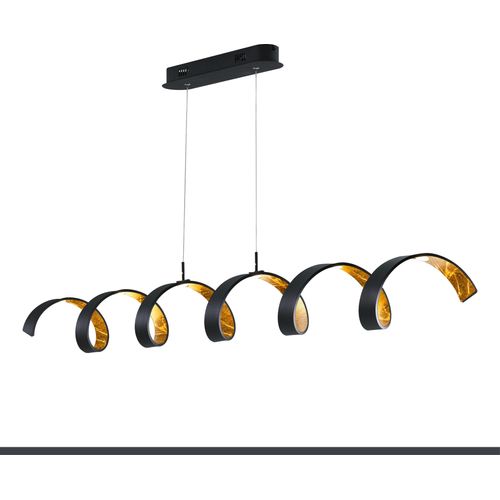 LED Pendelleuchte Helix, dimmbare Hängelampe aus Metall in Schwarz/Gold