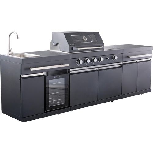 Buschbeck Outdoorküche 'King Range' schwarz 282 x 58 x H112 cm, Individueller Aufbau