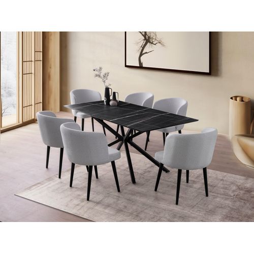 Skye Decor, Nox - 3002, Schwarzer Marmor, Esstisch, 180 x 79 x 90 cm, 100 % MDF