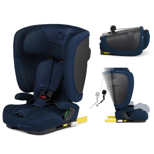 Kinderkraft FIX2GO i-Size – Autokindersitz 76–150 cm – ISOFIX – SAFERIDE SENSOR – H-GUARD+ – EASY GROW – klappbar – AIR FLOW – R129 - Navy