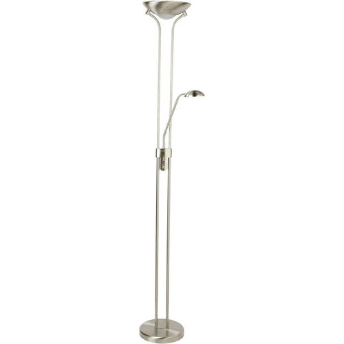Stehlampe LED Metall 180 cm hoch in Silber satiniert warmweiß 3000 K 1887 lm Modern Stehleuchte
