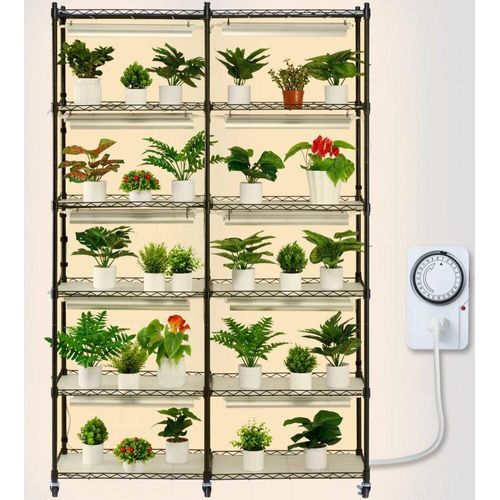 Pflanzenständer mit Pflanzenlampe - 200W - 6 Ebenen - 90x35x150cm - Pflanzenregal für Indoor-Pflanzen - stabil und modern