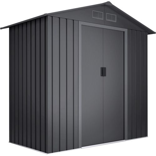 Wasabi - Metall Gerätehaus 2,57 m² Light Anthracite - Doppeltür-Schiebetür - Belüftungsgitter - Grau - Außenhäuschen - Lager- und Aufbewahrungsschuppen