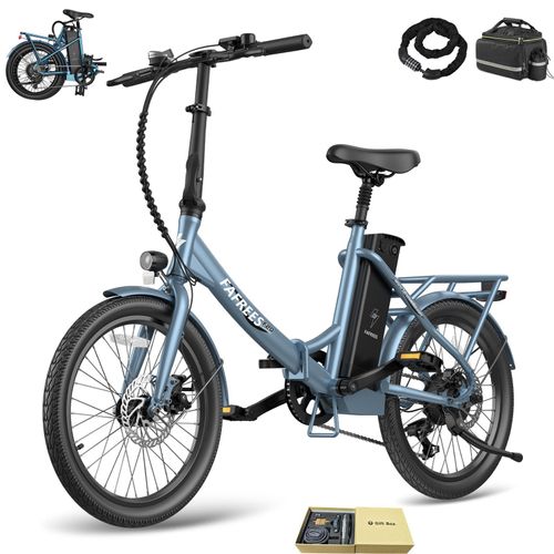 E-Bike 20 zoll 155 - 195 cm Rostfreie Aluminiumlegierung 36 V 18,2 Ah 655,2 Wh bis zu 150 - 190 km 250 W mit 7 Gang Wasserdicht IPX4, Blau