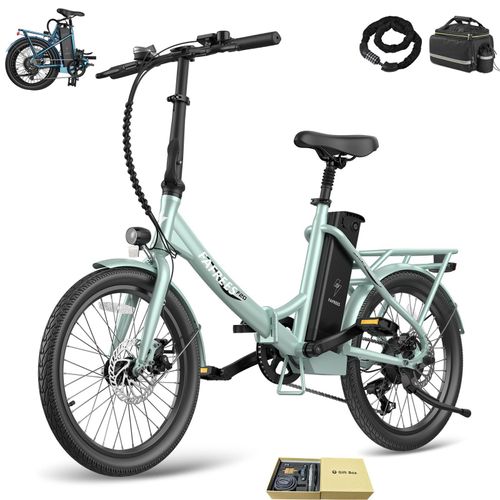 E-Bike 20 zoll 155 - 195 cm Rostfreie Aluminiumlegierung 36 V 18,2 Ah 655,2 Wh bis zu 150 - 190 km 250 W mit 7 Gang Wasserdicht IPX4, Grün