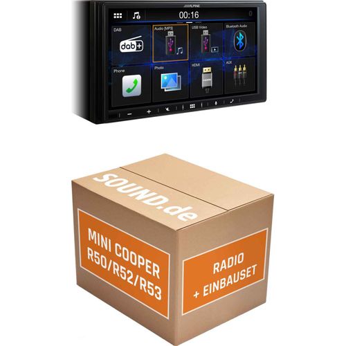 Autoradio Alpine ILX-W690D passend für Mini Cooper R50/R52/R53 + Lenkradsteuerung | Apple CarPlay Android Auto Bluetooth zum Telefonieren