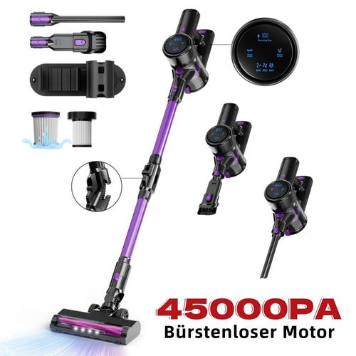AkkuStaubsauger, Kabelloser Staubsauger, 45 kPa Kabelloser Staubsauger mit intelligentem Touchscreen, 550W Handstaubsauger, 3 Geschwindigkeiten