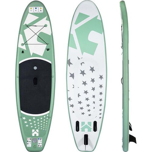 HOME DELUXE Stand Up Paddle Board – Größe L, Mintgrün | Aufblasbares SUP für See, Meer & Fluss