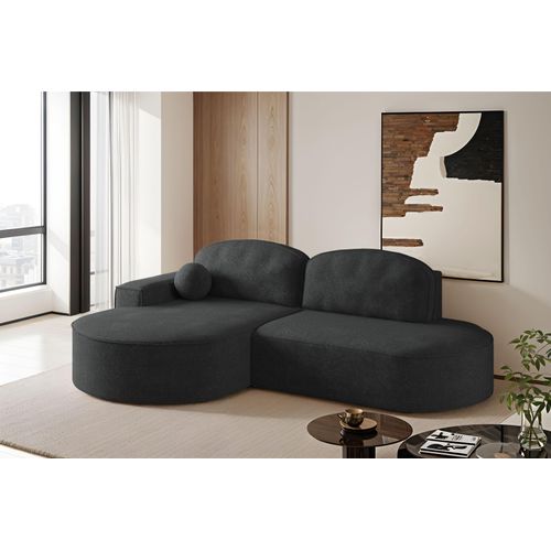 Ecksofa mit Schlaffunktion und Bettkasten Modena Runden stoff Arena Graphit Links