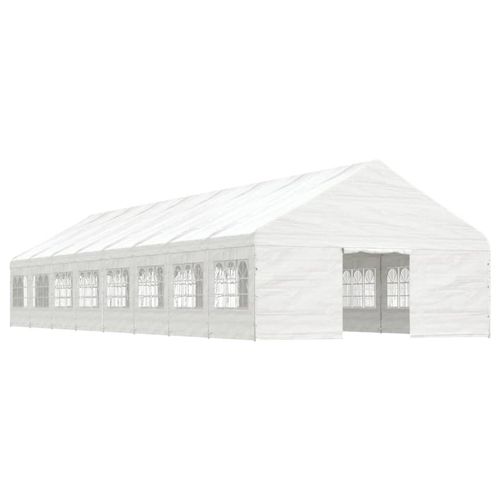Pavillon mit Dach Weiß 17,84x5,88x3,75 m Polyethylen