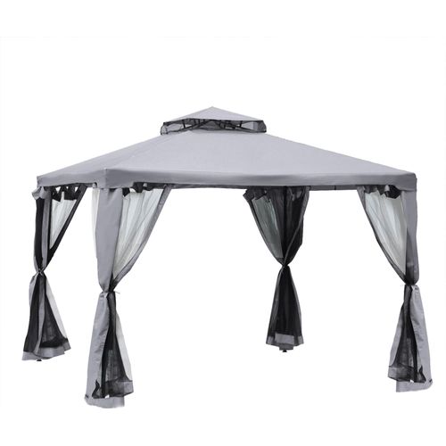 Gartenpavillon Pavillon 3x3m Partyzelt mit 4 Seitenwänden wetterfest aus Metall und Polyester in Hellgrau für Garten und Veranstaltungen