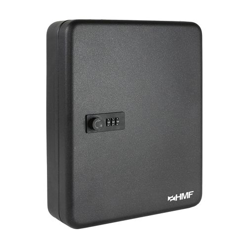 HMF 14500-02 Schlüsselkasten mit Zahlencode, 45 Haken, 30 x 24 x 7,5 cm, Schwarz