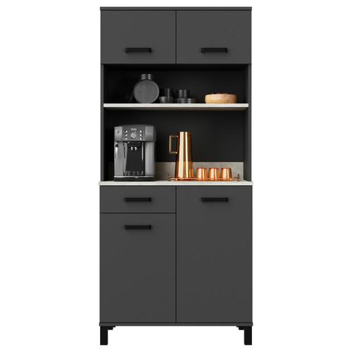 P & B Buffet Linda , Anthrazit, Hellgrau , Metall , 2 Fächer , 1 Schubladen , 80x177x40 cm , Küchen, Küchenmöbel, Buffetschränke