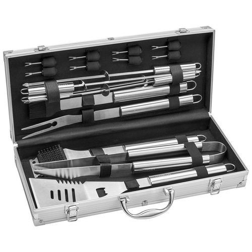 Landscape Grillbesteck , Schwarz, Edelstahl , Metall, Kunststoff , 18-teilig , Lfgb , rostfrei, hitzebeständig, lebensmittelecht , Grills &