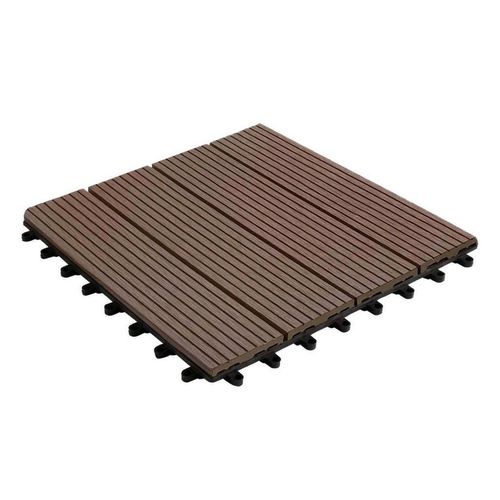Floordirekt Terrassenfliese WPC Royal , Dunkelbraun , Holzwerkstoff , 30x30 cm , rutschfest, formstabil, UV-beständig , Gartenzubehör, Terrassen- &