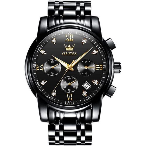 Herren Quarzuhr Edelstahl, Analoge Luxus Herrenuhr mit Diamant-Details, Multifunktionales Design, Klassische Herrenarmbanduhr für Eleganz und Stil