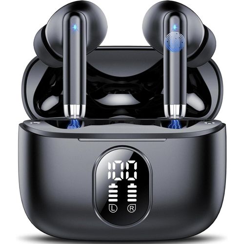 Bluetooth 5.4 mit 4 ENC Mics, 40 Std Kabellose Kopfhörer Tiefer Bass Earbuds mit LED-Anzeige, IP7 Wasserdicht Ohrhörer