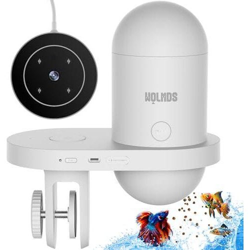 Wolmds Automatische Fischfutter 2,5K -Kamera, App -Steuerung, feuchtigkeitsbeständige Urlaubsfuttermittel, Präzisions -Fütterungssystem, visuelle Moni
