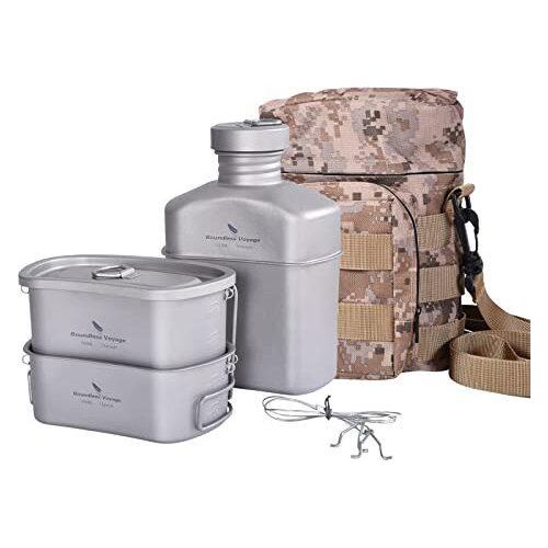 Ibasingo Titan Field Bottle Cup Military Water Camping Becher 1100 ml 750 400 Outdoor -Kantinen Kochgeschirrset Ultraleich Kochgeschirr Ti2049c